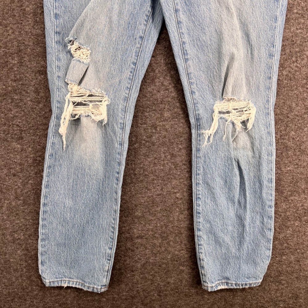 Madewell Perfect Vintage Jeans Light Wash Ripped Knee High Rise Straight Leg 28 - Picture 4 of 13